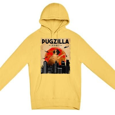 Pug Lover Pugzilla Funny Pug Funny Dog Pug Art Pug  Premium Pullover Hoodie