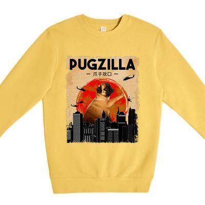 Pug Lover Pugzilla Funny Pug Funny Dog Pug Art Pug  Premium Crewneck Sweatshirt