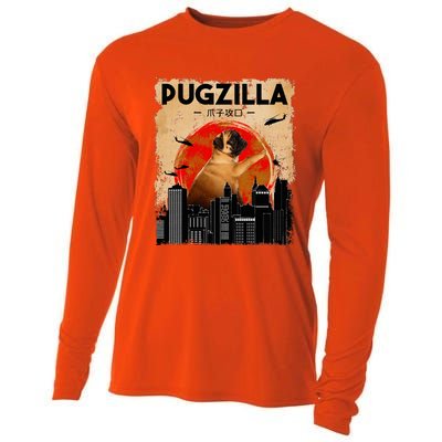 Pug Lover Pugzilla Funny Pug Funny Dog Pug Art Pug  Cooling Performance Long Sleeve Crew