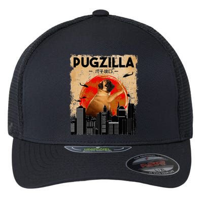 Pug Lover Pugzilla Funny Pug Funny Dog Pug Art Pug  Flexfit Unipanel Trucker Cap