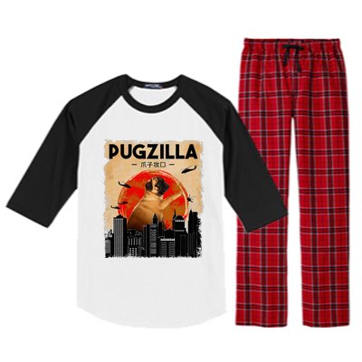 Pug Lover Pugzilla Funny Pug Funny Dog Pug Art Pug  Raglan Sleeve Pajama Set