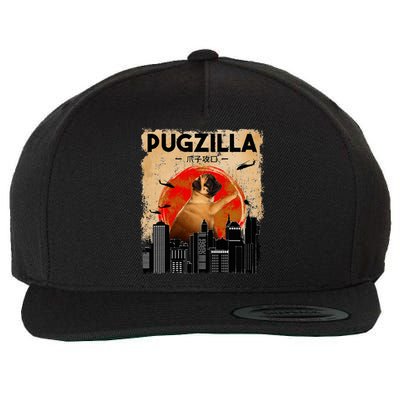 Pug Lover Pugzilla Funny Pug Funny Dog Pug Art Pug  Wool Snapback Cap