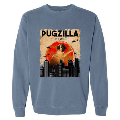 Pug Lover Pugzilla Funny Pug Funny Dog Pug Art Pug  Garment-Dyed Sweatshirt