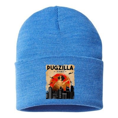 Pug Lover Pugzilla Funny Pug Funny Dog Pug Art Pug  Sustainable Knit Beanie