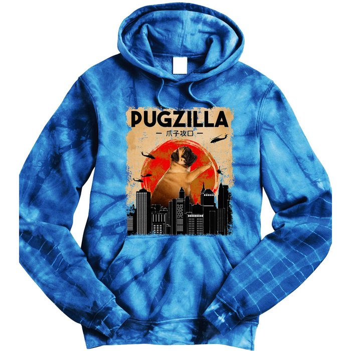 Pug Lover Pugzilla Funny Pug Funny Dog Pug Art Pug  Tie Dye Hoodie