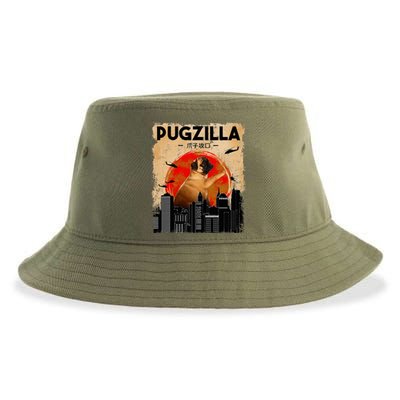 Pug Lover Pugzilla Funny Pug Funny Dog Pug Art Pug  Sustainable Bucket Hat