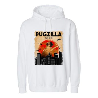 Pug Lover Pugzilla Funny Pug Funny Dog Pug Art Pug  Garment-Dyed Fleece Hoodie