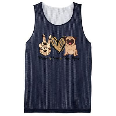 Peace Love Pug Mom Funny Dog Mom Puppy Lover Mothers Day Mesh Reversible Basketball Jersey Tank