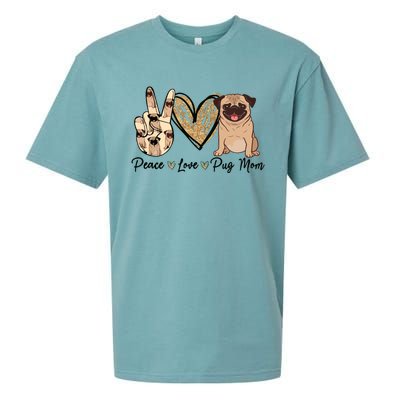 Peace Love Pug Mom Funny Dog Mom Puppy Lover Mothers Day Sueded Cloud Jersey T-Shirt