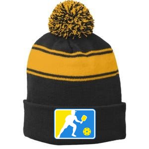 Pickleball Logo Stripe Pom Pom Beanie