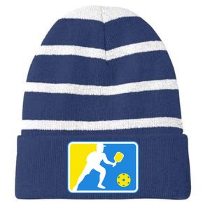 Pickleball Logo Striped Beanie with Solid Band