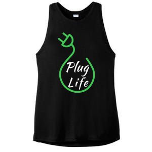 Plug Life, Proud S EV Owner, Drive EVs Funny Electric Car Ladies PosiCharge Tri-Blend Wicking Tank