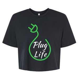 Plug Life, Proud S EV Owner, Drive EVs Funny Electric Car Bella+Canvas Jersey Crop Tee