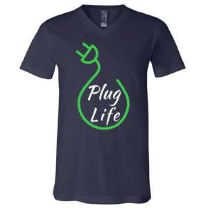 Plug Life, Proud S EV Owner, Drive EVs Funny Electric Car V-Neck T-Shirt