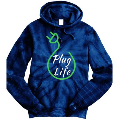 Plug Life, Proud S EV Owner, Drive EVs Funny Electric Car Tie Dye Hoodie