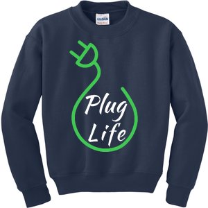 Plug Life, Proud S EV Owner, Drive EVs Funny Electric Car Kids Sweatshirt