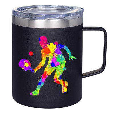 Pickleball Ladies Peace Love Pickleball Tie Dye 12oz Stainless Steel Coffee Mug