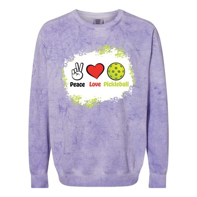 Peace Love Pickleball Funny Pickleball Gift Colorblast Crewneck Sweatshirt