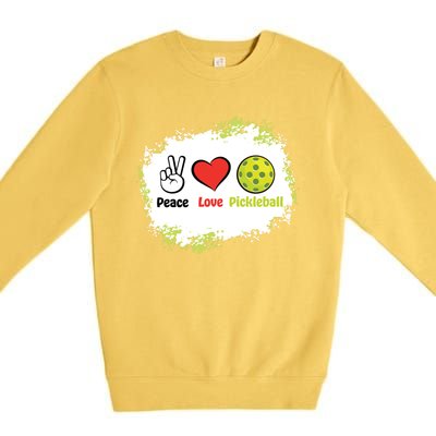 Peace Love Pickleball Funny Pickleball Gift Premium Crewneck Sweatshirt