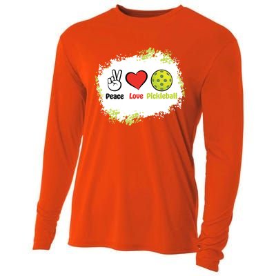 Peace Love Pickleball Funny Pickleball Gift Cooling Performance Long Sleeve Crew