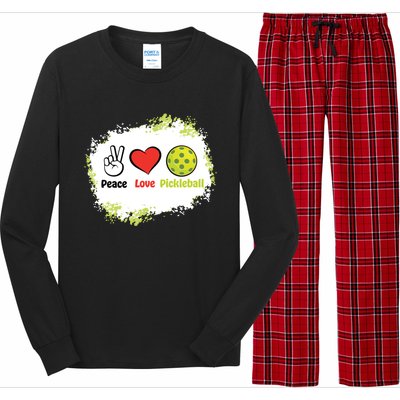 Peace Love Pickleball Funny Pickleball Gift Long Sleeve Pajama Set