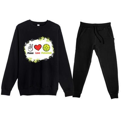 Peace Love Pickleball Funny Pickleball Gift Premium Crewneck Sweatsuit Set