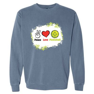 Peace Love Pickleball Funny Pickleball Gift Garment-Dyed Sweatshirt