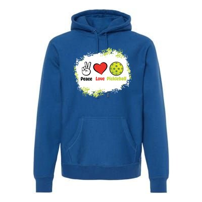 Peace Love Pickleball Funny Pickleball Gift Premium Hoodie