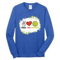 Peace Love Pickleball Funny Pickleball Gift Tall Long Sleeve T-Shirt