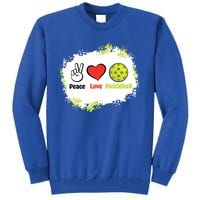 Peace Love Pickleball Funny Pickleball Gift Tall Sweatshirt