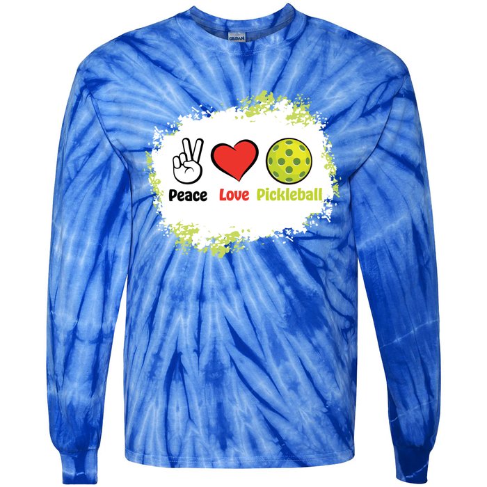 Peace Love Pickleball Funny Pickleball Gift Tie-Dye Long Sleeve Shirt