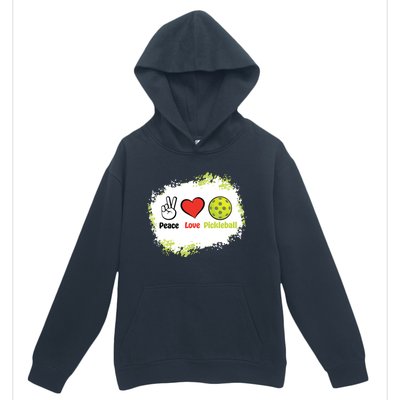 Peace Love Pickleball Funny Pickleball Gift Urban Pullover Hoodie