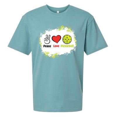 Peace Love Pickleball Funny Pickleball Gift Sueded Cloud Jersey T-Shirt