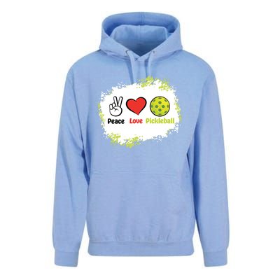 Peace Love Pickleball Funny Pickleball Gift Unisex Surf Hoodie