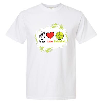 Peace Love Pickleball Funny Pickleball Gift Garment-Dyed Heavyweight T-Shirt