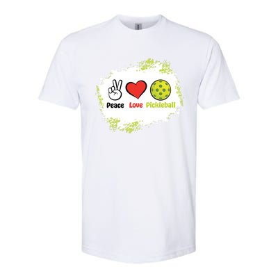 Peace Love Pickleball Funny Pickleball Gift Softstyle CVC T-Shirt