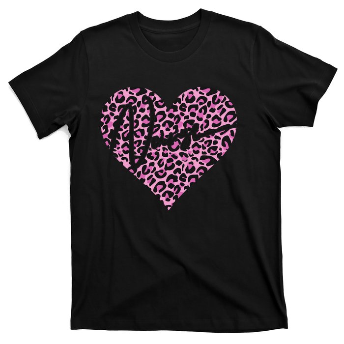 Pink Leopard Print Love Heart Nurse T-Shirt