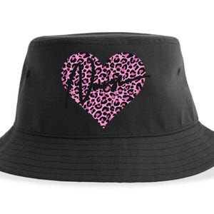 Pink Leopard Print Love Heart Nurse Sustainable Bucket Hat