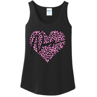 Pink Leopard Print Love Heart Nurse Ladies Essential Tank