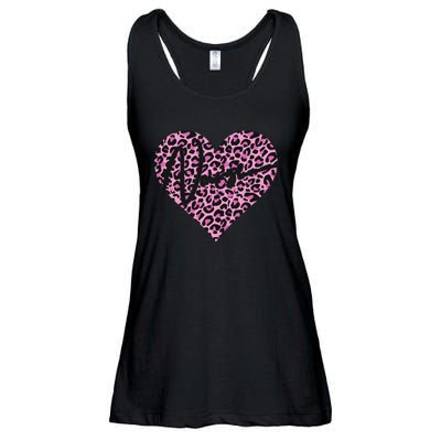 Pink Leopard Print Love Heart Nurse Ladies Essential Flowy Tank