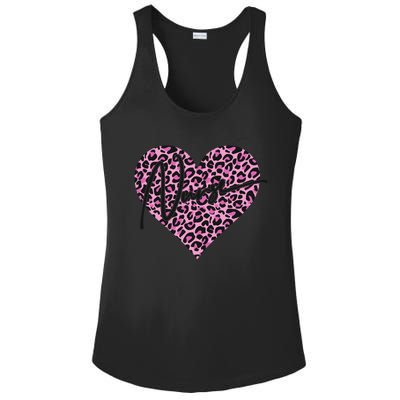 Pink Leopard Print Love Heart Nurse Ladies PosiCharge Competitor Racerback Tank