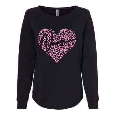 Pink Leopard Print Love Heart Nurse Womens California Wash Sweatshirt