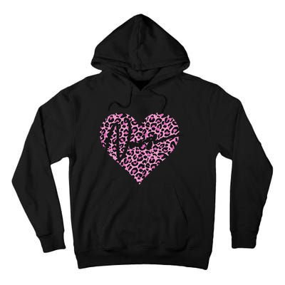 Pink Leopard Print Love Heart Nurse Tall Hoodie