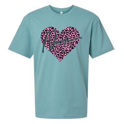 Pink Leopard Print Love Heart Nurse Sueded Cloud Jersey T-Shirt