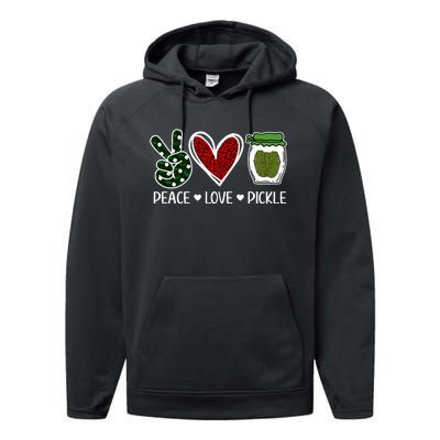 Peace Love Pickle Design For Pickle Lovers Performance Fleece Hoodie