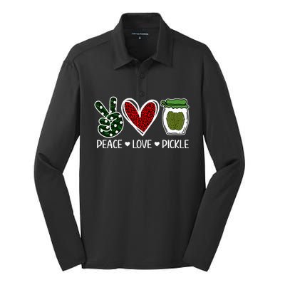 Peace Love Pickle Design For Pickle Lovers Silk Touch Performance Long Sleeve Polo