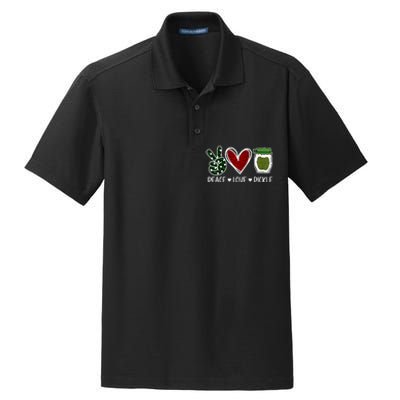 Peace Love Pickle Design For Pickle Lovers Dry Zone Grid Polo