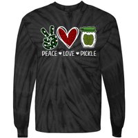 Peace Love Pickle Design For Pickle Lovers Tie-Dye Long Sleeve Shirt