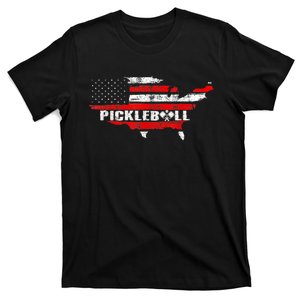 Pickleball Lover Pickle Ball Patriotic US Flag Pickleball T-Shirt