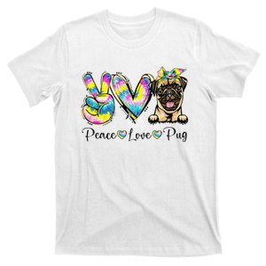 Peace Love Pug Dog Tie Dye Dog Lovers T-Shirt